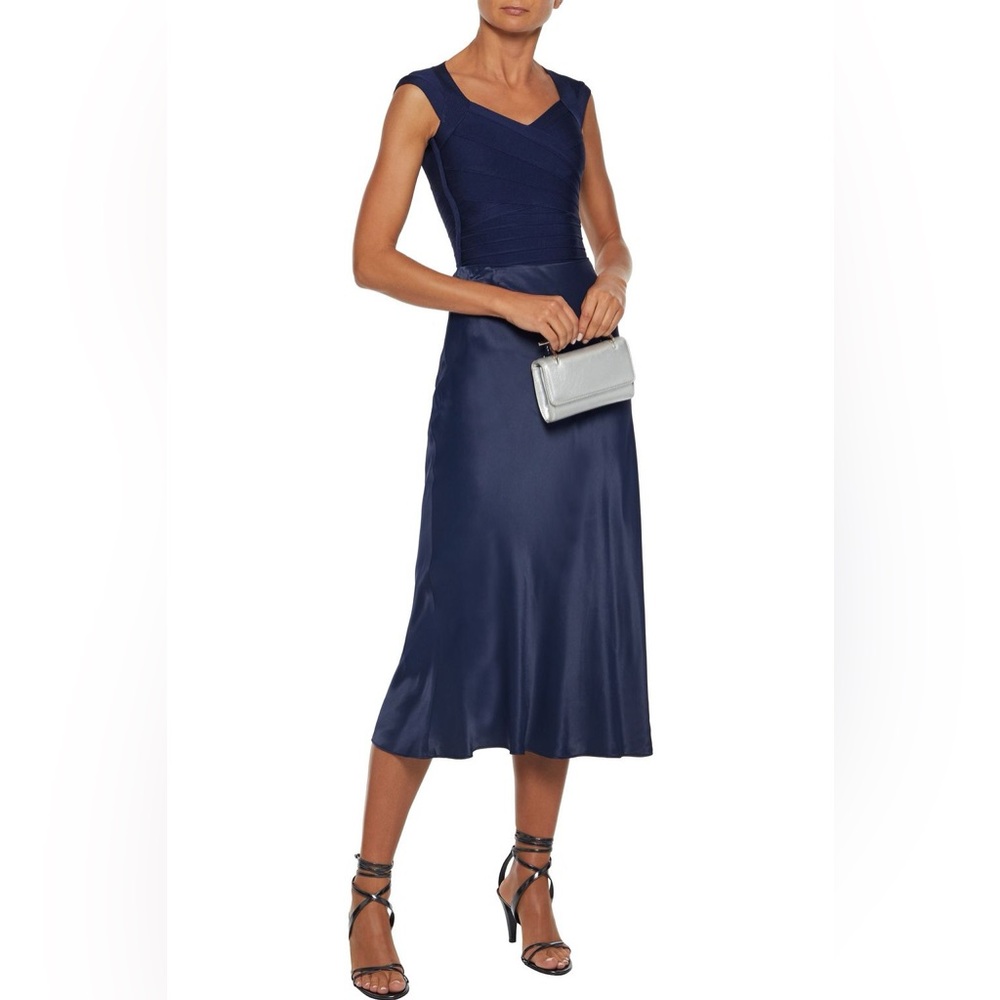 Nwt Hervé Léger Blue Stretch Knit Bandage Top Medium